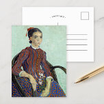 Cartão Postal La Mousmé | Vincent van Gogh<br><div class="desc">La Mousmé (1888) | Arte original do artista poste-impressionista holandês Vincent van Gogh (1853-1890). A pintura retrata uma jovem mulher sentada em uma cadeira de cana, segurando um galho de oleandro. Foi pintado por Van Gogh em 1888 enquanto ele morava em Arles, França. Use as ferramentas de design para adicionar...</div>