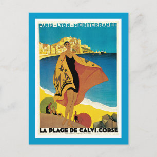 Cartão Postal La Plage De Calvi Viagens vintage