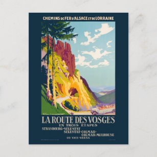 Cartão Postal La route des Vosges France Vintage Poster 1925