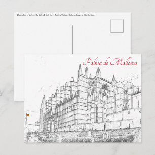 Cartão Postal La Seu, a Catedral de Palma de Mallorca - Espanha