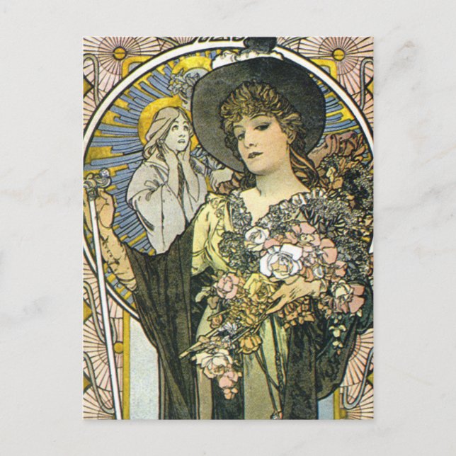 Cartão Postal "La Tosca" (detalhe) por Alphonse Mucha (Frente)