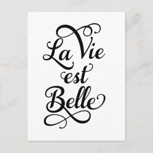 Cartão Postal la vie est belle, a vida é bonita, citação frances