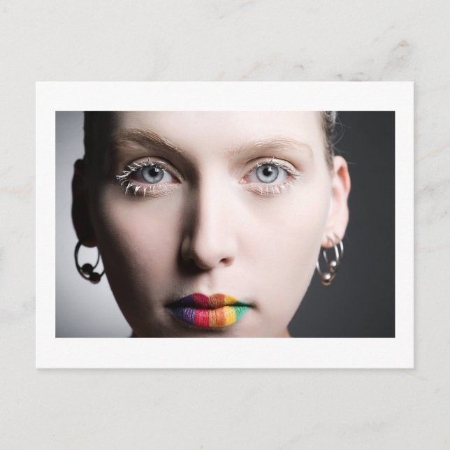 Cartão Postal Lábios Arco-íris (Frente)