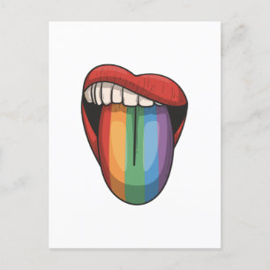 Cartão Postal Lábios lgbt arco-íris bandeira colorida orgulho ga