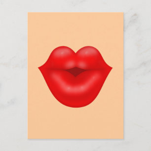 Cartão Postal Lábios vermelho beijo grande