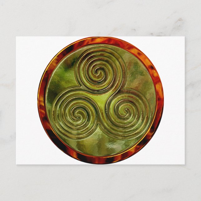 Cartão Postal labirinto verde triskele (Frente)
