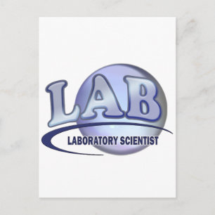 Cartão Postal LABORATÓRIO CIENTISTA! LOGOTIPO Azul Divertido