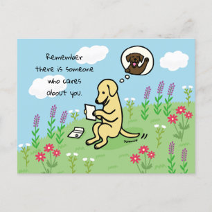 Cartão Postal Labrador Amarelo e Letra Alguém com Pares