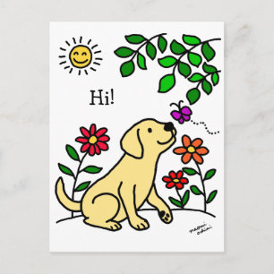 Cartão Postal Labrador Amarelo e Verde