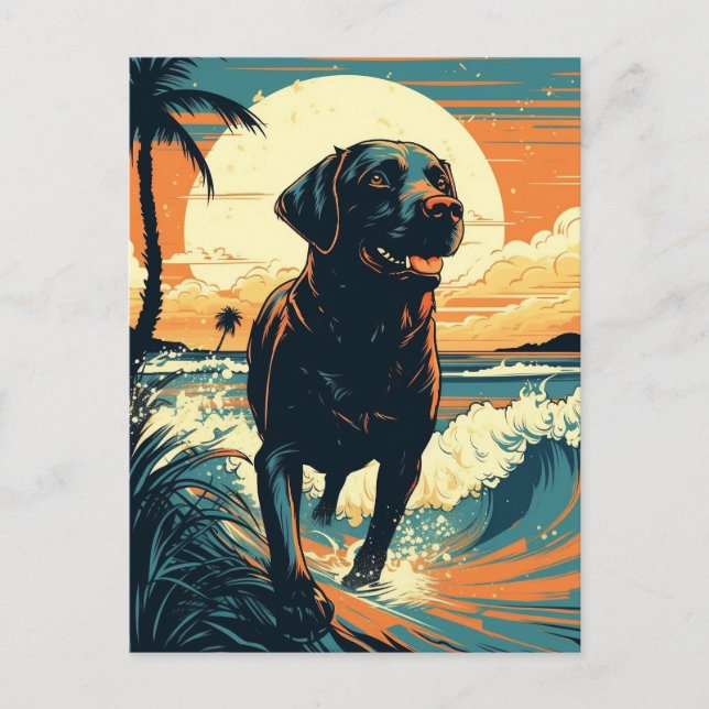 Cartão Postal Labrador na praia (Frente)