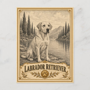 Cartão Postal Labrador Retriever, Cão de Herança Vintage