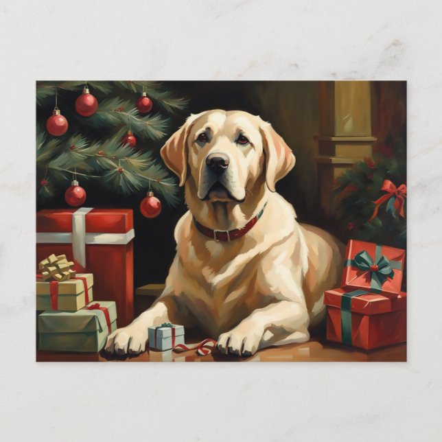 Cartão Postal Labrador Retriever Christmas (Frente)