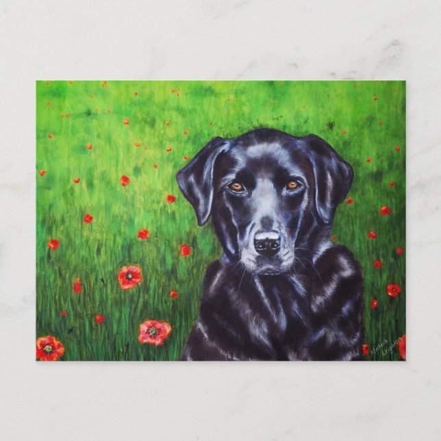 Cartão Postal Labrador Retriever Dog Art - Poppy (Frente)