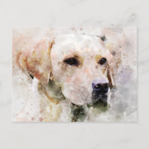 Cartão Postal Labrador Retriever Dog Watercolor Retrato 02