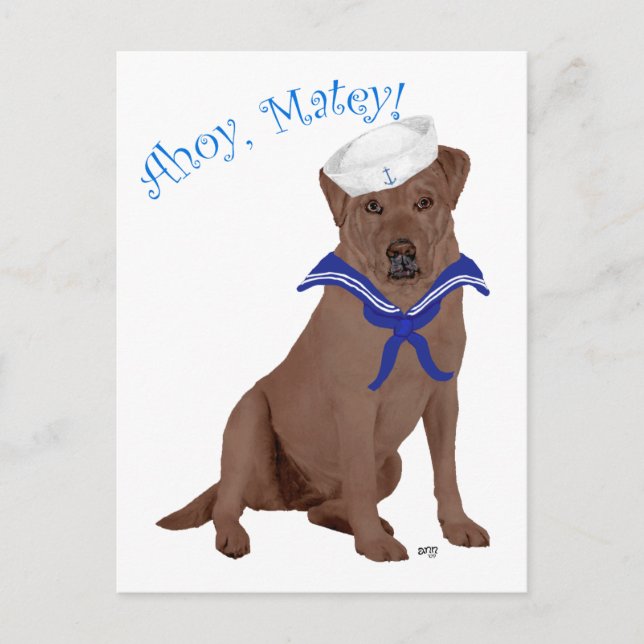Cartão Postal Labrador Retriever Marrom Chocolate (Frente)