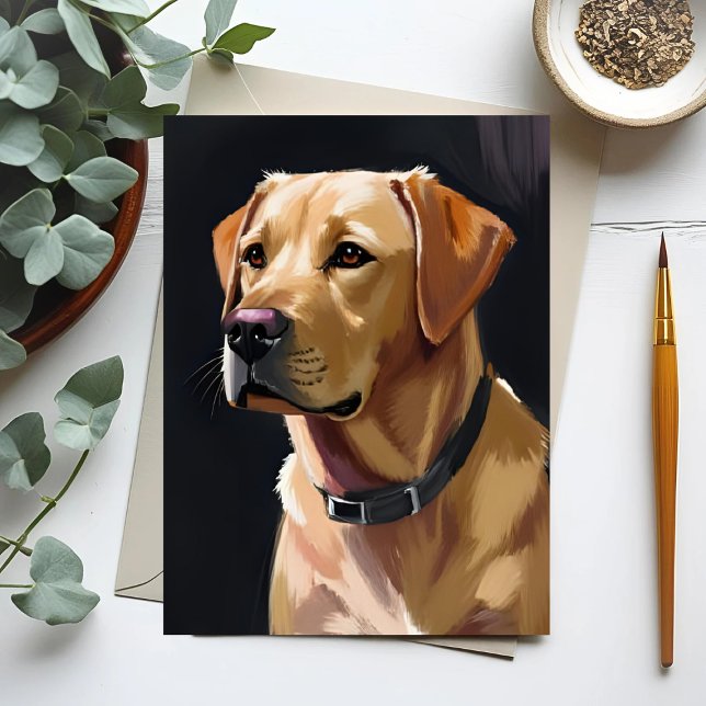 Cartão Postal Labrador Retriever | Pintura em Cão de Pet Amarelo (Criador carregado)