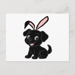 Cartão Postal Labrador Retriever Preto Páscoa Sentado Cartoon