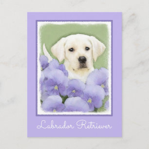 Cartão Postal Labrador Retriever Puppy Pintura Original