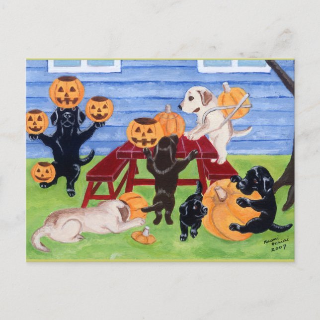 Cartão Postal Labradores de Halloween! (Frente)