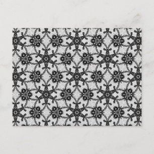 Cartão Postal Lace antigo - preto e branco