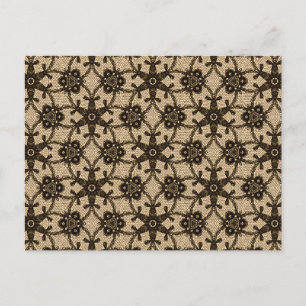 Cartão Postal Lace antigo - preto e pêssego