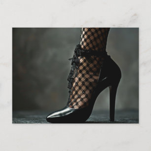 Cartão Postal Lace e stiletto preto