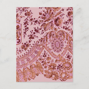 Cartão Postal Lace Rosa E Dourado