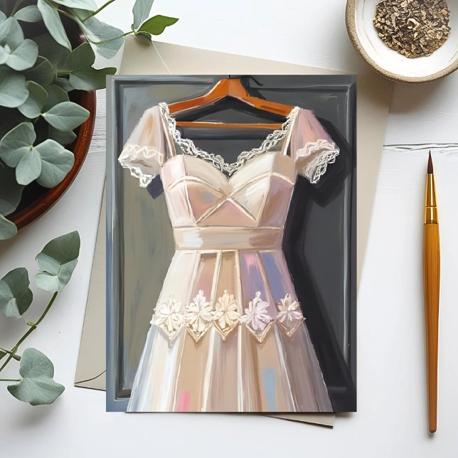 Cartão Postal Lace Wedding Dress | Bridal Gown Watercolor (Criador carregado)
