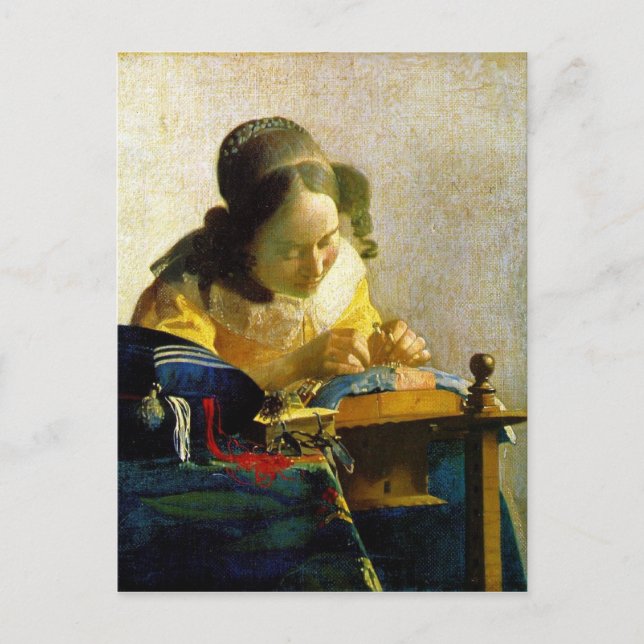 Cartão Postal Lacemaker, Jan Johannes Vermeer (Frente)