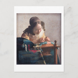Cartão Postal Lacemaker, Johannes Vermeer, 1669-1670