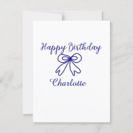 Cartão Postal Laço azul CUTIE ADICIONE NOME BEBÊ feliz aniversár