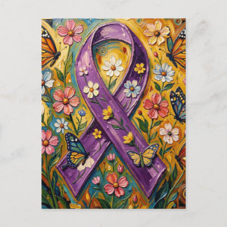 Cartão Postal Laço de Conscientização Roxo Fibro