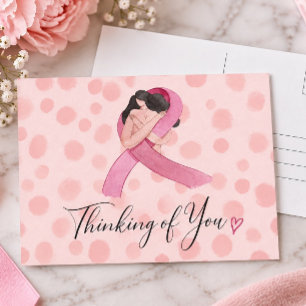 Cartão Postal Laço Rosa Conscientização do Câncer de Mama pense 