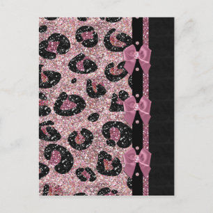 Cartão Postal Laços de Fita Estampa de Leopardo Rosa RAB Rockabi