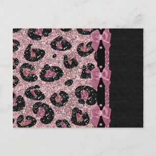 Cartão Postal Laços de Fita Estampa de Leopardo Rosa RAB Rockabi