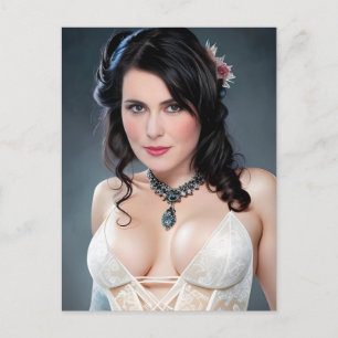 Cartão Postal Lacy White Lingerie