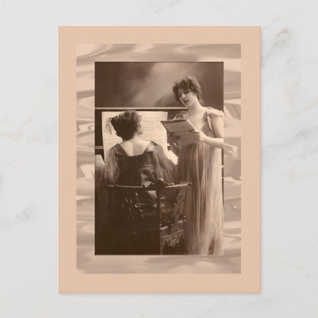 Cartão Postal Ladies at piano and singing  Victorian (Frente)