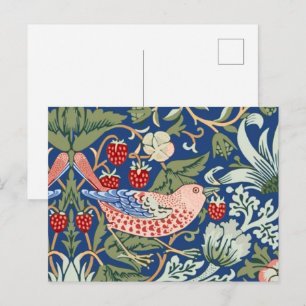 Cartão Postal Ladrão de Morango William Morris Azul Marinho Cora
