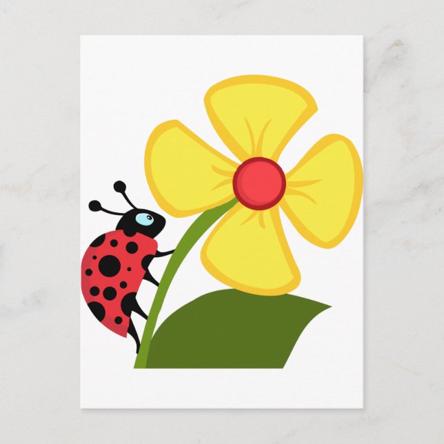 Cartão Postal Lady Bug on Yellow Flower (Frente)