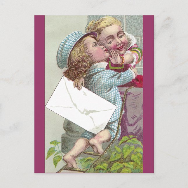 Cartão Postal Lady Coyly Finge O Beijo (Frente)