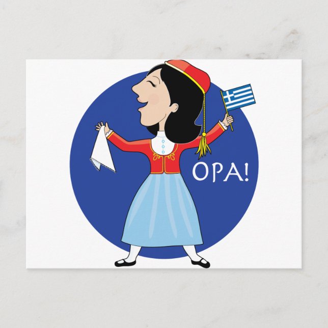 Cartão Postal Lady Dança Grega (Frente)