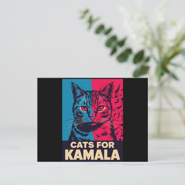 Cartão Postal Lady Gato Sem Fios Está Votando Kamala Harris 2024 (Em pé/Frente)
