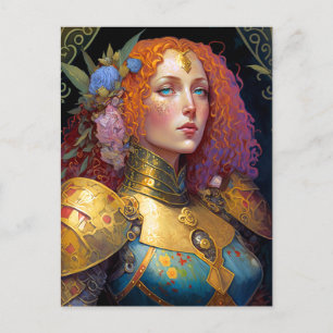Cartão Postal Lady Knight Warrior Armor Fantasy Art