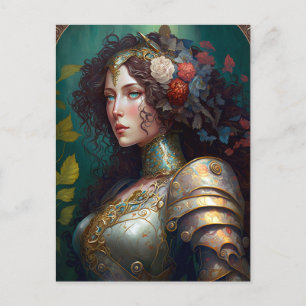 Cartão Postal Lady Knight Warrior Armor Fantasy Art