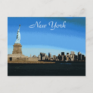 Cartão Postal Lady Liberty Assiste Sobre NYC (Versão De Arte)