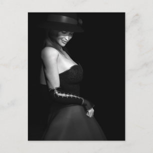 Cartão Postal Lady no Cartão-postal preto