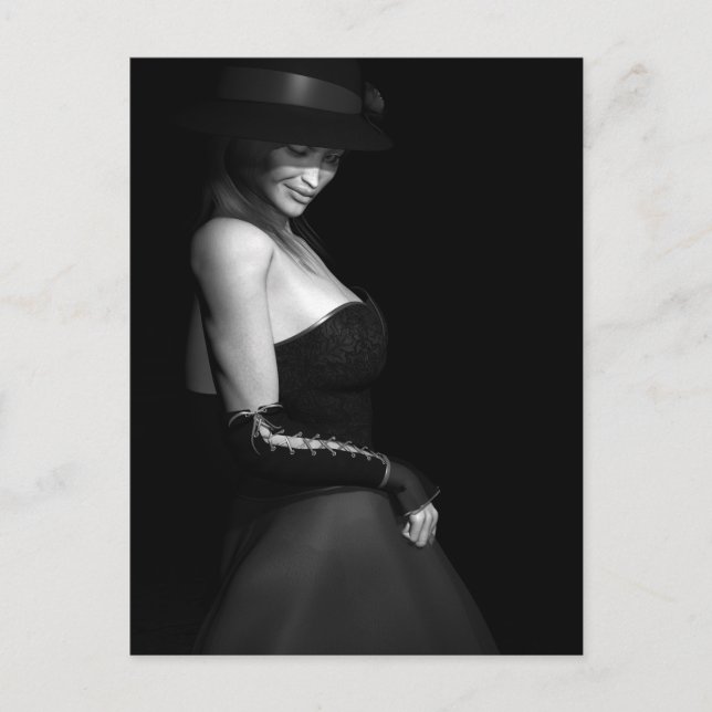 Cartão Postal Lady no Cartão-postal preto (Frente)