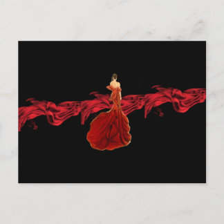 Cartão Postal Lady no Cartão-postal vermelho
