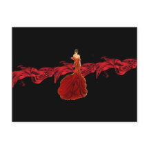 Lady no Cartão-postal vermelho