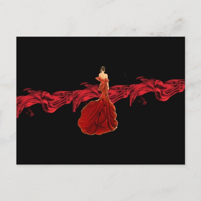 Cartão Postal Lady no Cartão-postal vermelho (Frente)